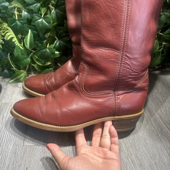 Vtg Frye 60s Classics Campus Boot Red Cognac Round Toe Men’s Size 10.5 EE Wide main image 9